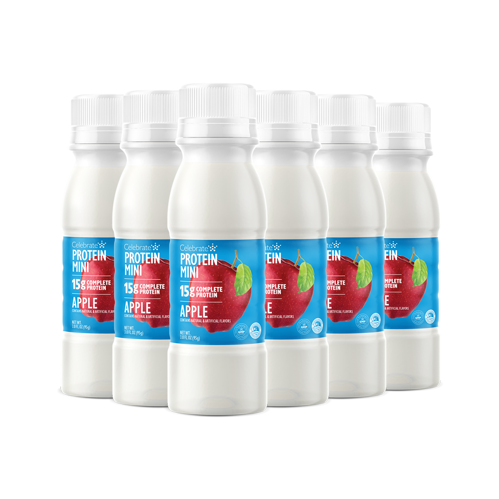 Mini protein shots, 15 g complete protein, apple, 3 oz bottle, 6 pack - Celebrate Vitamins