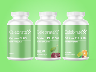 Image showing three bottles of calcium on a green background