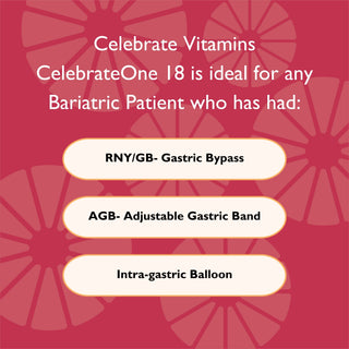 Surgery Types for Celebrate Vitamins CelebrateONE 18 Once Daily Bariatric Multivitamin with Iron chewable tablets 