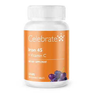 Celebrate Vitamins Iron 45 + Vitamin C Chewable Tablets, grape flavor