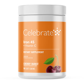  Celebrate Vitamins 45 mg Iron + Vitamin C Soft Chews, Cherry Burst 90 Count Bottle