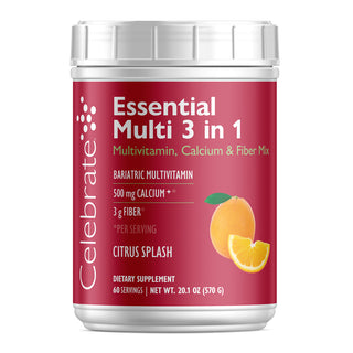 Celebrate Vitamins Essential Multi 3 in 1 - Multivitamin with Calcium Drink Mix, Citrus Splash