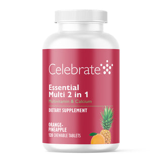 Celebrate Vitamins Essential Multi 2 in 1 - Multivitamin with Calcium Chewable Tablets Bottle