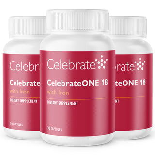Three Bottles of CelebrateONE 18 Once Daily Bariatric Multivitamin with Iron Capsules, 18mg Iron, 30 count (90)