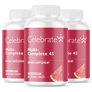 180 count (3x60 count bottles) Multi-Complete 45 chewable bariatric multivitamin with iron, watermelon