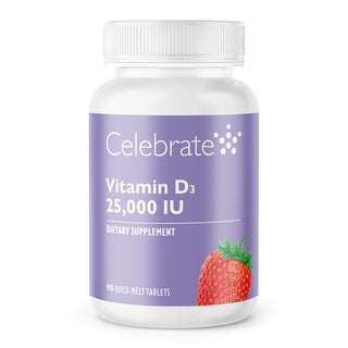 Celebrate Vitamins Vitamin D3 25,000 IU Quick-Melt Tablets, berry flavor, 90 count bottle