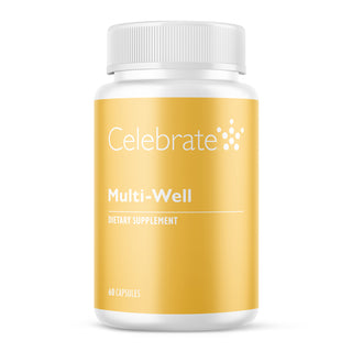 Celebrate Vitamins Multi-Well capsules, 60-count bottle on white background