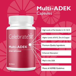 Celebrate Multi-ADEK capsules, 60 count, features and benefits