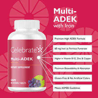 Features of Celebrate Vitamins Multi ADEK vitamins with iron chewable tablets