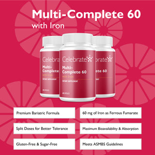 Features of Multi-Complete 60 bariatric multivitamins with iron, 60mg, capsules