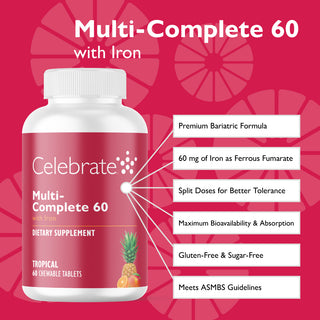 Product features of Multi-Complete 60 bariatric multivitamin with iron, tropical