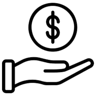 Picture of drawn hand under dollar symbol