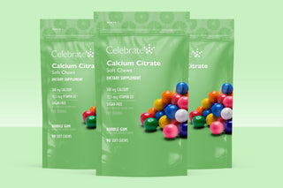 Image showing three bags of bubble gum celebrate vitamins calcium soft chews