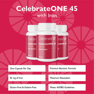 Features of CelebrateONE 45 Once Daily Bariatric Multivitamin with Iron Capsules, 45mg Iron