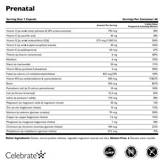 Bariatric prenatal vitamins capsules, supplement facts