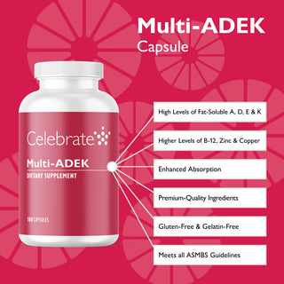 Features and benefits of Celebrate Multi-ADEK capsules