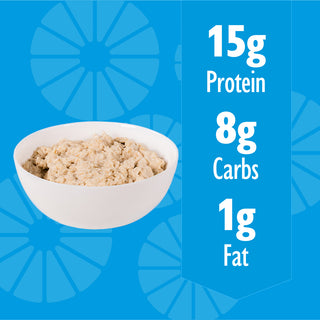 Image of Celebrate Protein Oatmeal Peaches and Cream in a bowl showing key nutritional information.