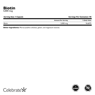 Celebrate Vitamins Biotin Nutrition Facts