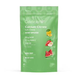 Celebrate's calcium citrate soft chews in mixed fruit variety, 90 count bag