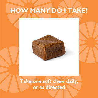 Iron + Vitamin C bariatric iron chews - Twisted Citrus soft chew size and dosage