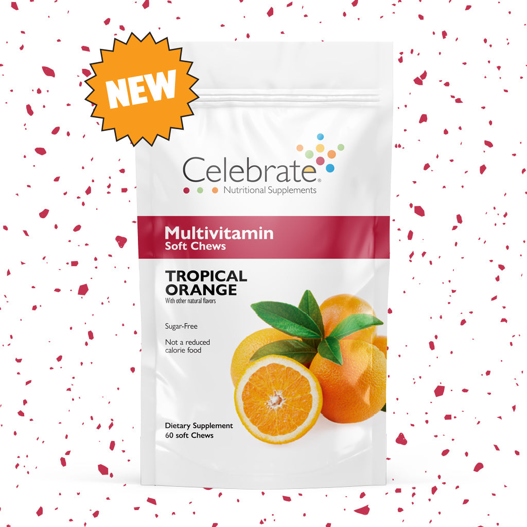Bariatric Multivitamin Soft Chew in Tropical Orange Flavor, 60 count, by Celebrate Vitamins
