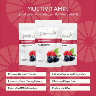 Celebrate Vitamins bariatric multivitamin soft chews, razzleberry, 180 count-  multivitamin chews features and benefits