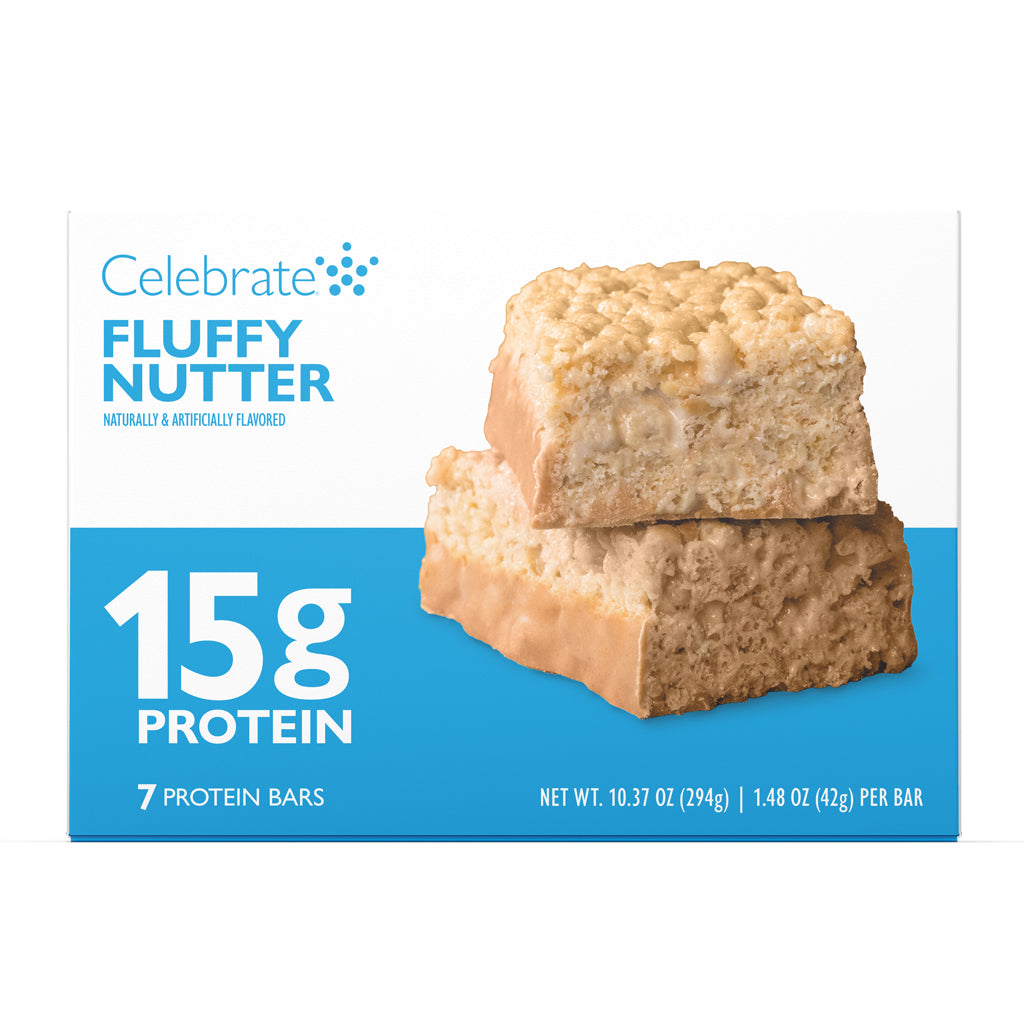 Celebrate Vitamins Bariatric Protein Bars, 15g Protein, Fluffy Nutter, 7 count