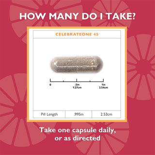 Pill size of CelebrateONE 45 bariatric one a day multivitamin with iron capsules, 45mg Iron, 30 count