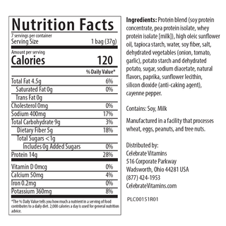 Proti Chips High Protein Chips Barbecue flavor - nutrition facts label