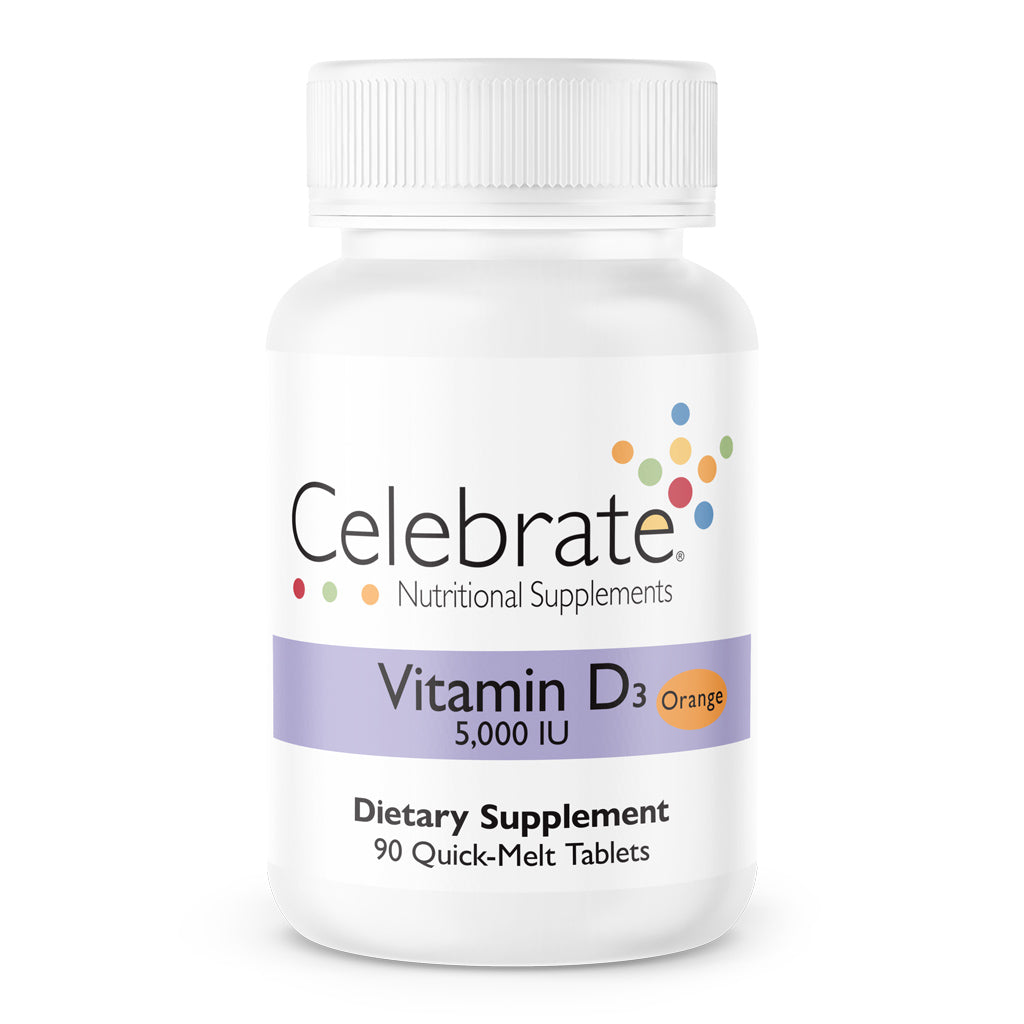 Celebrate Vitamins Vitamin d3 5000 IU Quick Melt Tablets, Orange, 90 count bottle