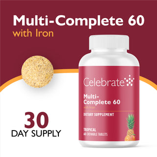 Multi-Complete 60 Bariatric Chewable Multivitamin with Iron, Tropical