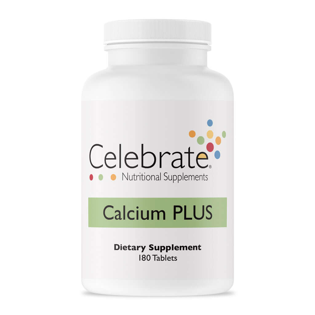 Photograph of Celebrate's calcium citrate tablet in a 180 count bottle