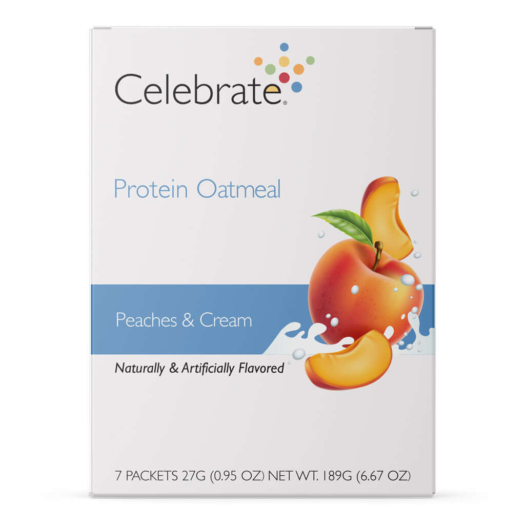 Image of Celebrate Protein Oatmeal Peaches and Cream in a 7 packet box