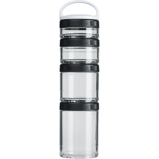 Picture of the black colored GoStak vitamin bottle storage container available from Celebrate.