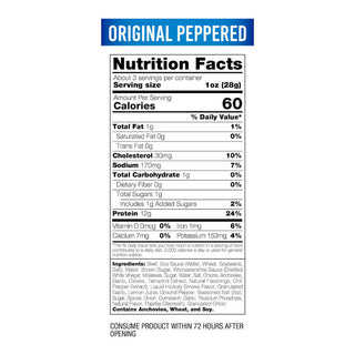 Picture of Wicked Cutz Beef Jerky Original Peppered Flavor Nutrition Facts