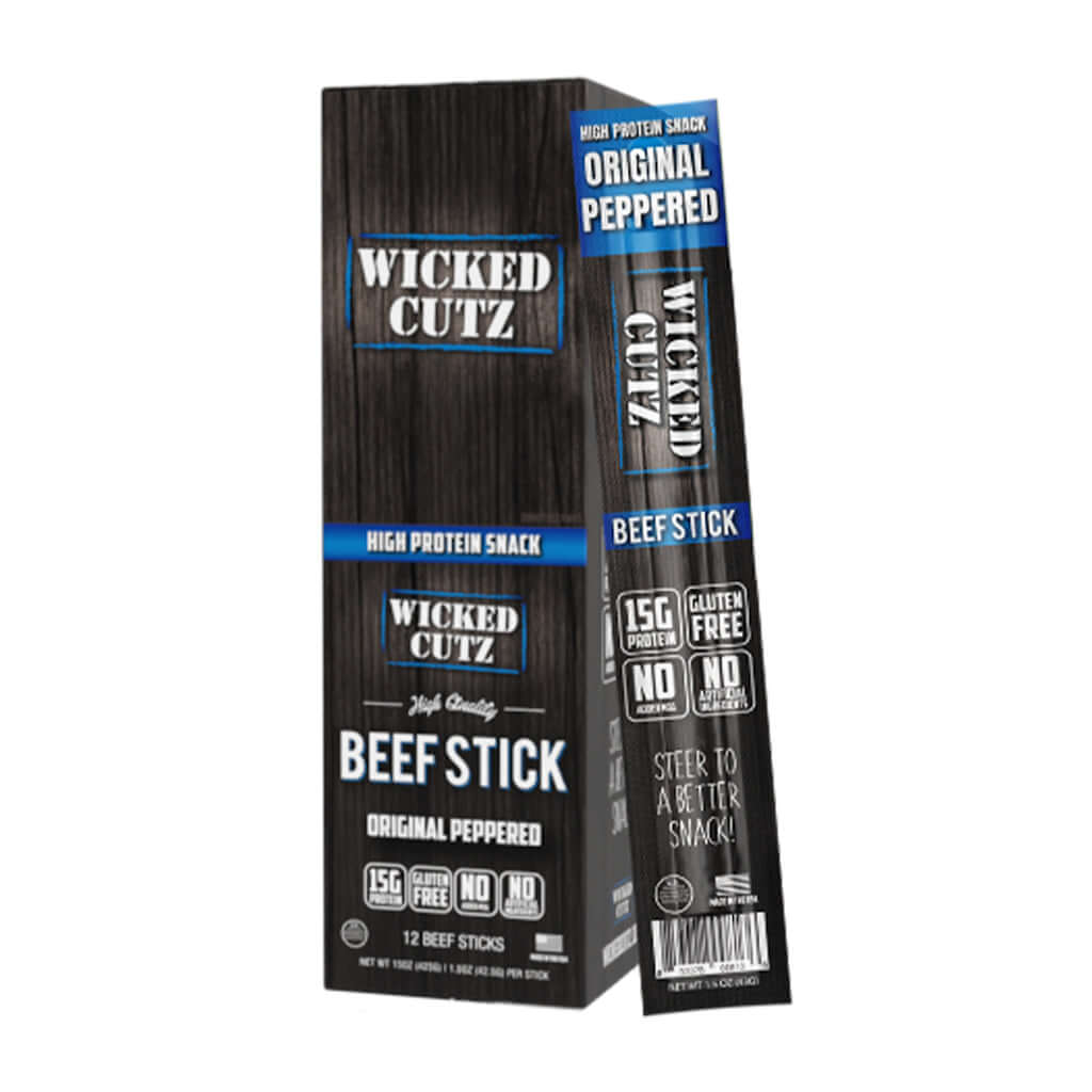 Picture of Wicked Cutz meat snack sticks 12 pack Original Peppered